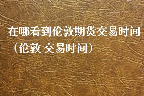 在哪看到伦敦期货交易时间（伦敦 交易时间）