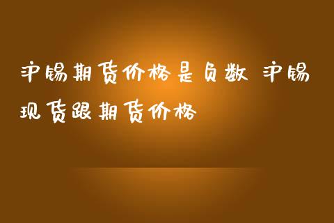 沪锡期货价格是负数 沪锡现货跟期货价格