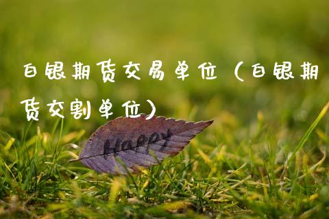 白银期货交易单位（白银期货交割单位）