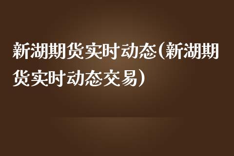 新湖期货实时动态(新湖期货实时动态交易)