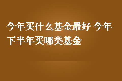今年买什么基金最好 今年下半年买哪类基金