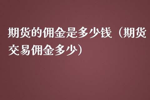 期货的佣金是多少钱（期货交易佣金多少）