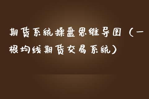 期货系统操盘思维导图（一根均线期货交易系统）