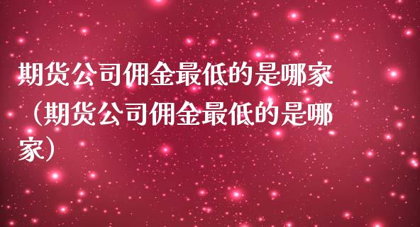 期货公司佣金最低的是哪家（期货公司佣金最低的是哪家）