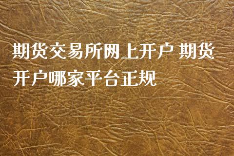 期货交易所网上开户 期货开户哪家平台正规