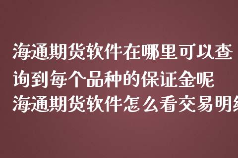 海通期货软件在哪里可以查询到每个品种的保证金呢 海通期货软件怎么看交易明细