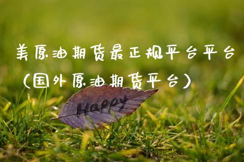 美原油期货最正规平台平台（国外原油期货平台）
