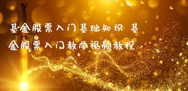 基金股票入门基础知识 基金股票入门教学视频教程