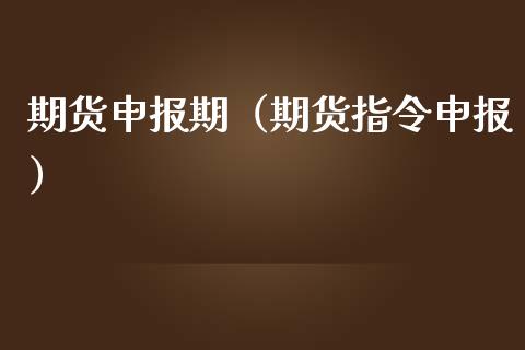 期货申报期（期货指令申报）