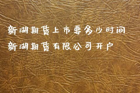 新湖期货上市要多少时间 新湖期货有限公司开户_https://www.dglong8.com_理财百科_第1张