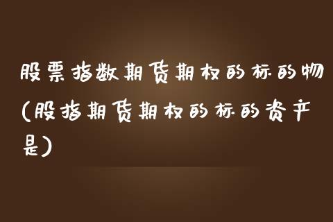 股票指数期货期权的标的物(股指期货期权的标的资产是)_https://www.dglong8.com_保险理财_第1张