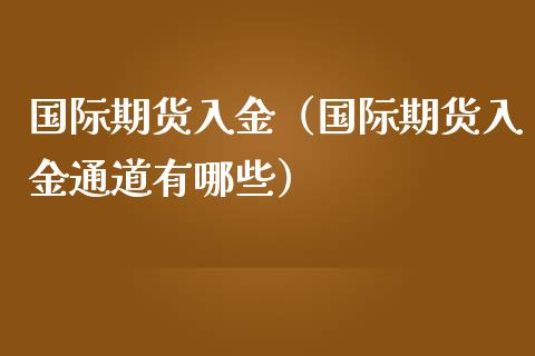 国际期货入金（国际期货入金通道有哪些）