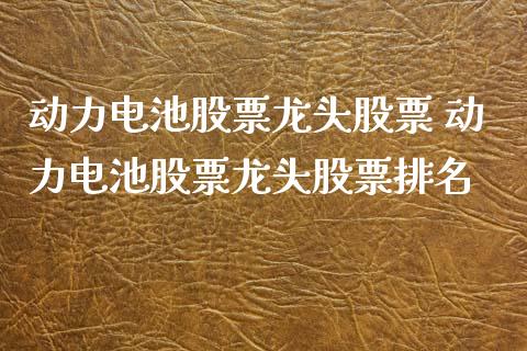动力电池股票龙头股票 动力电池股票龙头股票排名