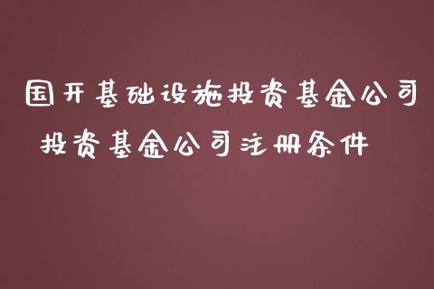 国开基础设施投资基金公司 投资基金公司注册条件