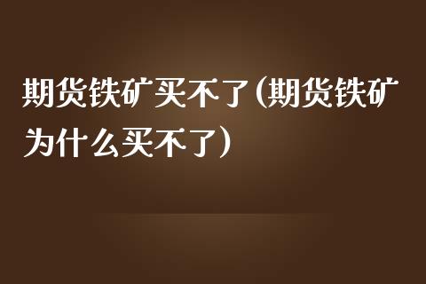期货铁矿买不了(期货铁矿为什么买不了)