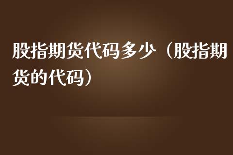 股指期货代码多少（股指期货的代码）