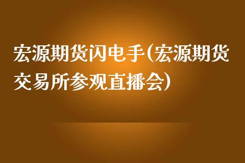 宏源期货闪电手(宏源期货交易所参观直播会)