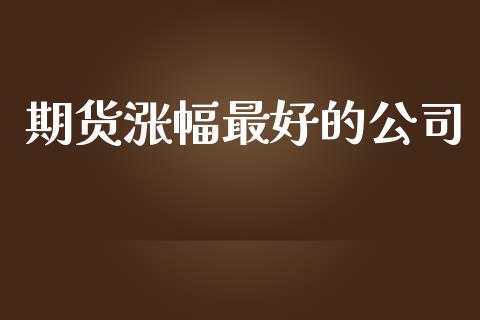 期货涨幅最好的公司