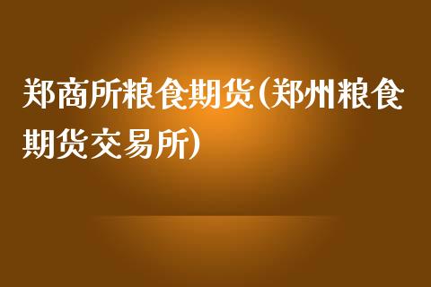 郑商所粮食期货(郑州粮食期货交易所)