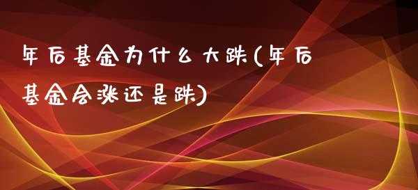 年后基金为什么大跌(年后基金会涨还是跌)