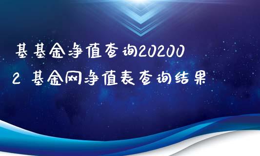 基基金净值查询202002 基金网净值表查询结果