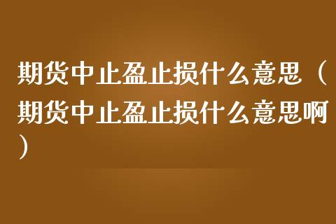 期货中止盈止损什么意思（期货中止盈止损什么意思啊）
