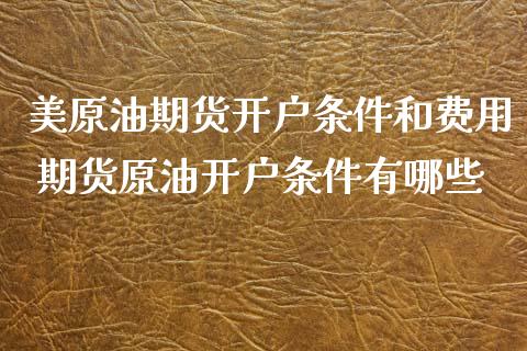 美原油期货开户条件和费用 期货原油开户条件有哪些