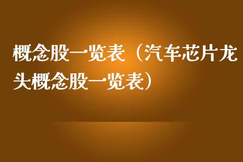 概念股一览表（汽车芯片龙头概念股一览表）