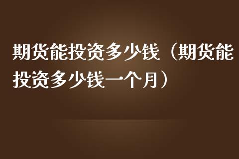 期货能投资多少钱（期货能投资多少钱一个月）