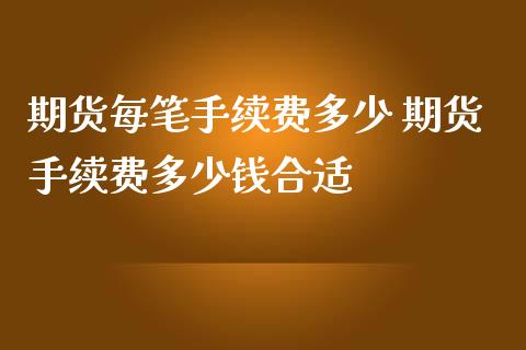 期货每笔手续费多少 期货手续费多少钱合适_https://www.dglong8.com_理财百科_第1张