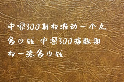 沪深300期权波动一个点多少钱 沪深300指数期权一张多少钱_https://www.dglong8.com_期货理财_第1张