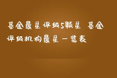 基金晨星评级5颗星 基金评级机构晨星一览表