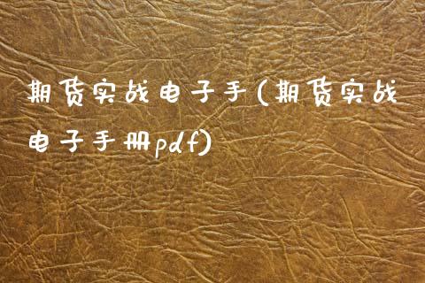 期货实战电子手(期货实战电子手册pdf)