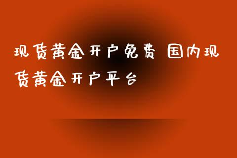 现货黄金开户免费 国内现货黄金开户平台