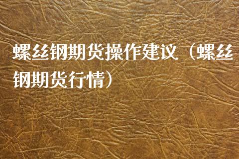 螺丝钢期货操作建议（螺丝钢期货行情）