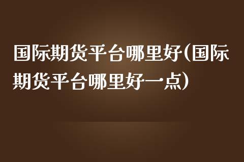 国际期货平台哪里好(国际期货平台哪里好一点)