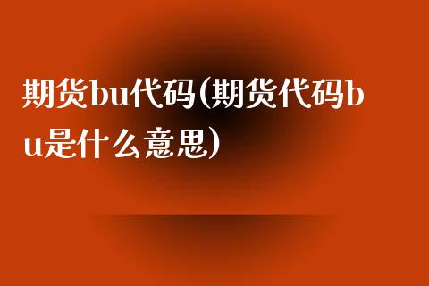 期货bu代码(期货代码bu是什么意思)