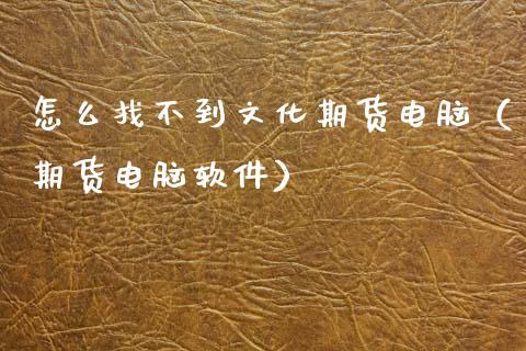 怎么找不到文化期货电脑（期货电脑软件）