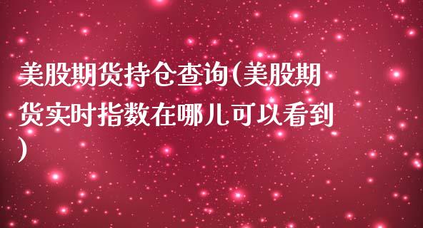 美股期货持仓查询(美股期货实时指数在哪儿可以看到)