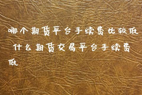 哪个期货平台手续费比较低 什么期货交易平台手续费低