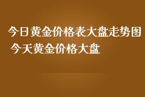 今日黄金价格表大盘走势图 今天黄金价格大盘