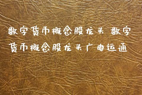 数字货币概念股龙头 数字货币概念股龙头广电运通