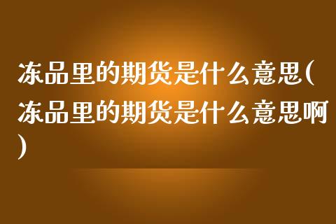 冻品里的期货是什么意思(冻品里的期货是什么意思啊)