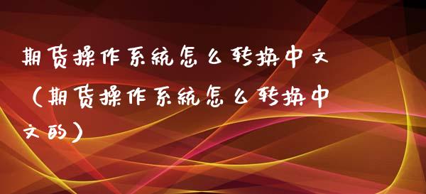 期货操作系统怎么转换中文（期货操作系统怎么转换中文的）