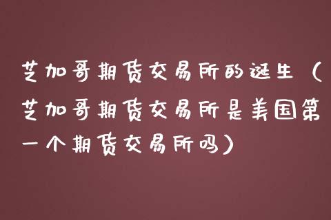 芝加哥期货交易所的诞生（芝加哥期货交易所是美国第一个期货交易所吗）