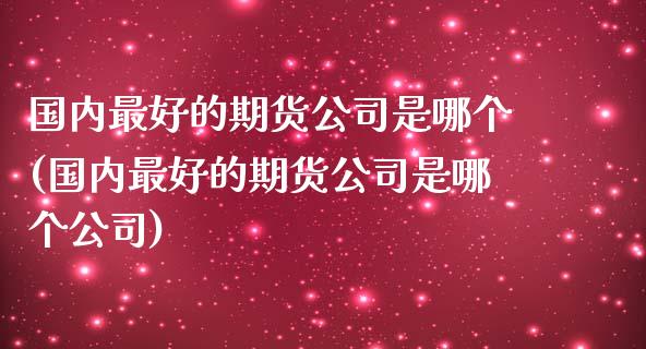 国内最好的期货公司是哪个(国内最好的期货公司是哪个公司)
