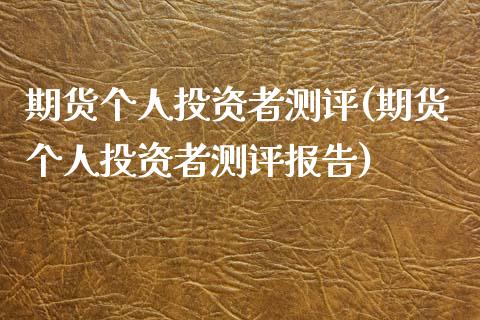 期货个人投资者测评(期货个人投资者测评报告)