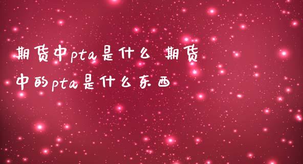 期货中pta是什么 期货中的pta是什么东西