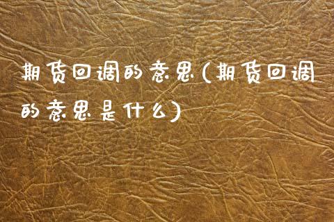 期货回调的意思(期货回调的意思是什么)
