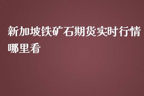 新加坡铁矿石期货实时行情哪里看